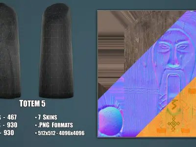 Wooden Totem 5 Low-poly 3D model