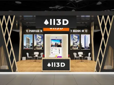 Exhibition Stand Stall Three Side Open 7X7 3D model
