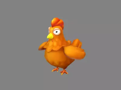 Cartoon rooster Low-poly 3D model