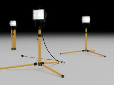 Construction Halogen Lamp Low-poly 3D model