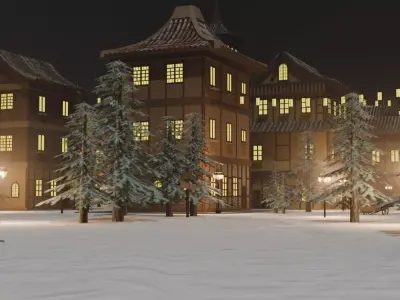 Snowy City Lights 3D model