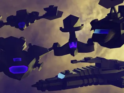Low Poly Spaceship Pack Low-poly 3D model purchase