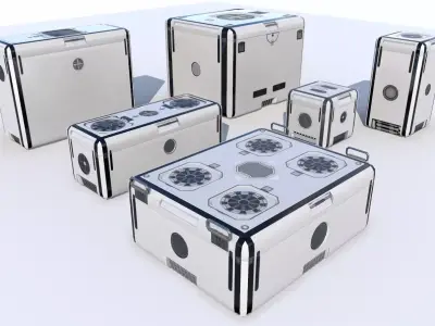 Sci Fi white cargo crates Low-poly 3D model