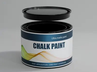 Plastic Paint Can 350ml  Realistic Packaging 3D Model PBR  Lid 3D model