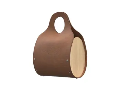 Brown Leather Mini Tote Bag 3D model