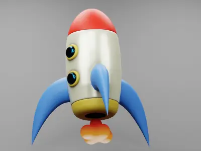 Cartoon rocket 3D model get