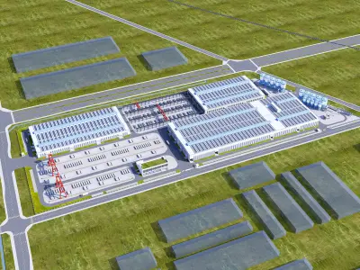 Industrial buildings cement bridges factories 3D model