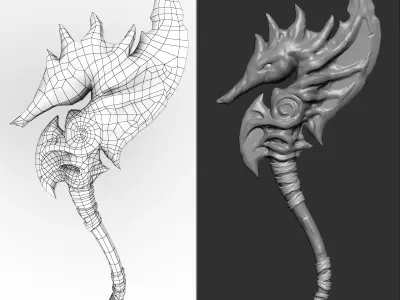 Stylized Weapon Pack Axe Sword Game Ready 3D Models Low-poly 3D model