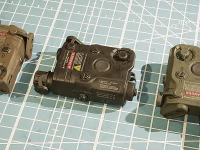 ANPEQ15 three military devices on cutting mat Low-poly 3D model