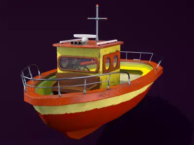 Sea boat Low-poly 3D model