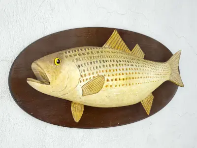 Carved Wood Fish Wall Hung Sculpture 3D model