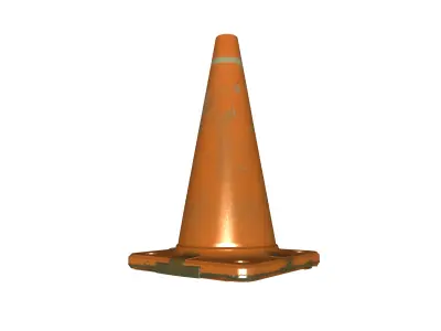 Stylized Construction Cone  Rusted Cracked Traffic Cone Low-poly 3D model