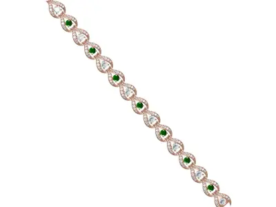 Antique Designer Green Diamond Tennis Bracelet 3D print model