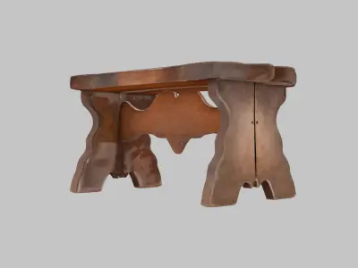 Vintage Wooden Stool 3D Model Low-poly 3D model