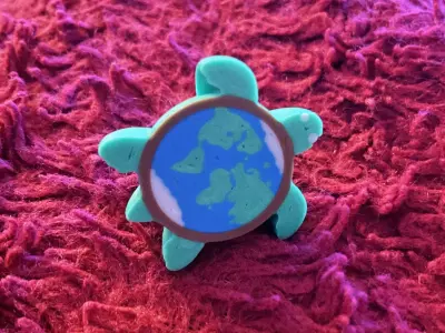 World Turtle Schrader Valve Cap Mythic Globe Tire Accent  3D print model