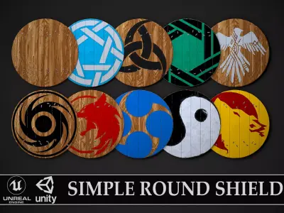 Round Shield01 Low-poly 3D model