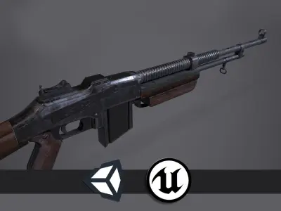 World War II - Browning wz 1928 - PBR and Game Ready Low-poly 3D model