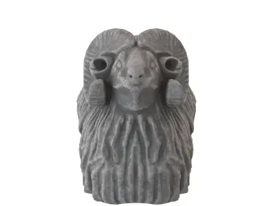 Garden ram stone statues Low-poly 3D model