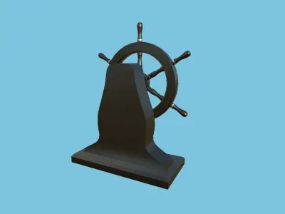 Pirate Ship Wheel 08 - Black Metal - Helm Interior Parts Low-poly 3D model