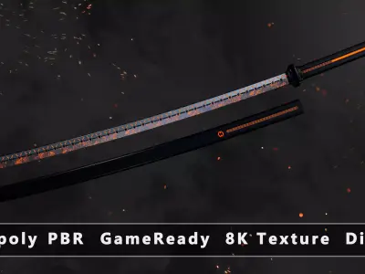 Future Sci-Fi Katana Sword Game-Ready  Low-poly 3D model
