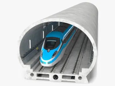  Railway Tunnel Section with Train 