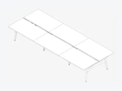 Desk - Timberline - Workstation - Dbl - Side - 6 - Person - Low Low-poly 3D model