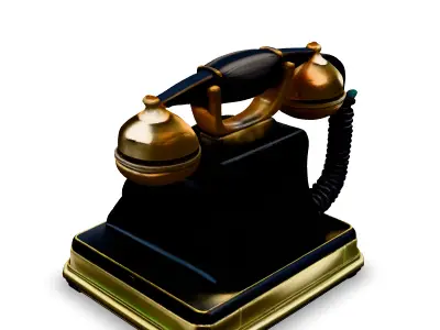 Vintage Gold and Black Rotary Phone Low-poly 3D model