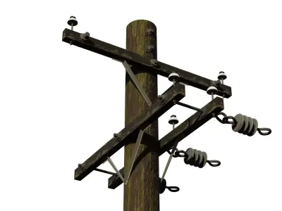 Weathered Telephone Pole  3D model