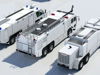 3 Pack Low Poly Blank Airport ARFF Firetruck 
