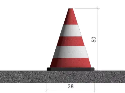 Traffic Cone 50 cm Double Stripe Road Safety Construction Cone 3D model