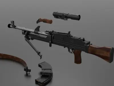 Bren Light Machine Gun LMG Low-poly 3D model