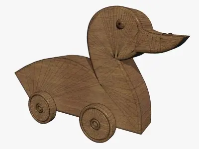 Wooden Toy Duck Low-poly 3D model