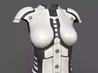 Simple sci-fi female white armor gameready Low-poly 3D model