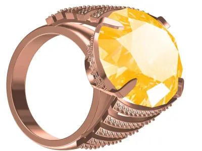 Antique Yellow Sapphire Cocktail Ring for Women 3D print model