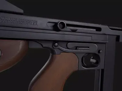 M1A1 Thompson Submachine Gun Low-poly 3D model