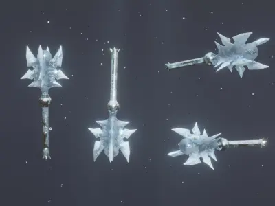 15 Ice elemental weapons - medieval - fantasy - magic - VOL 01 Low-poly 3D model