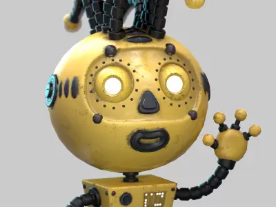 Cartoon Robot for game Low-poly 3D model