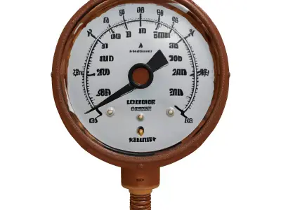 Rustic Industrial Pressure Gauge 3D model