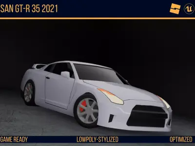 Stylized Nissan GTR 35 - Game Ready Low-poly 3D model