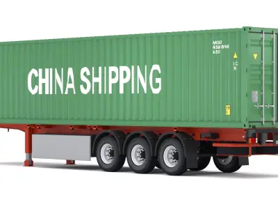 Chassis Semi Trailer with China Shipping Container 3D model