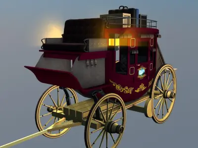 Stagecoach Wagon with Luggage 3D model