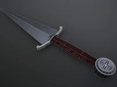Anelace Dagger Low-poly 3D model