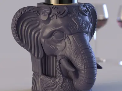 Elephant Head Wine Holder 3D print model