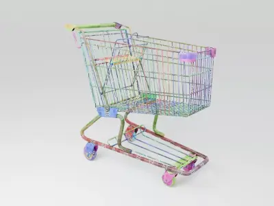 Grocery Shopping Cart Low-poly 3D model