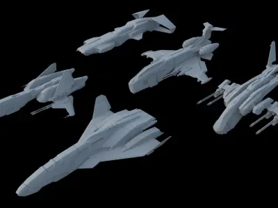 Sci Fi SET -  Aircraft Spaceship 3D model
