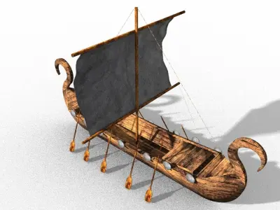 ancient viking boat Low-poly 3D model