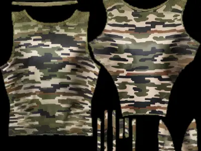 Male camo Military Top game ready UE5 Low-poly 3D model