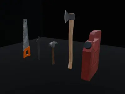 TOOL SET 1 - LOW POLY - PS1 RETRO STYLE Low-poly 3D model