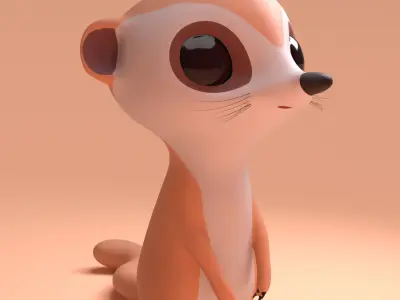 Cute meerkats Low-poly 3D model