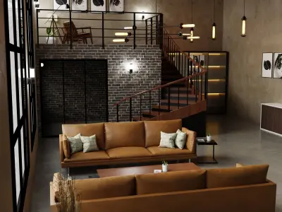 industrial house interior 3D model